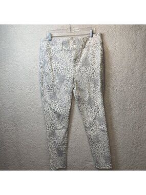 Seven7 High Rise Curvy Legging Leopard Print Pants Size 16 Gray White Stretch De